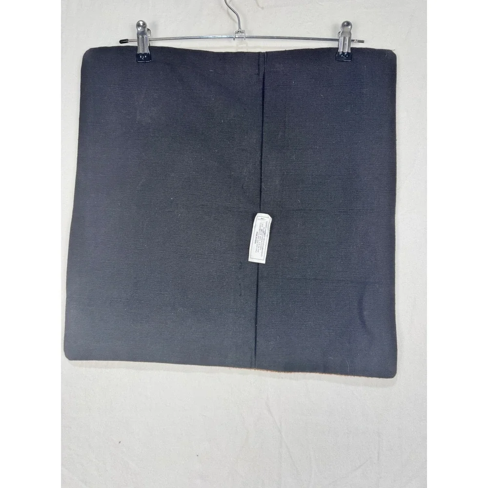 Kashmir Handmade Wool Embroidery Fish‎ Pillow Cover Navy Blue 18x18 Square